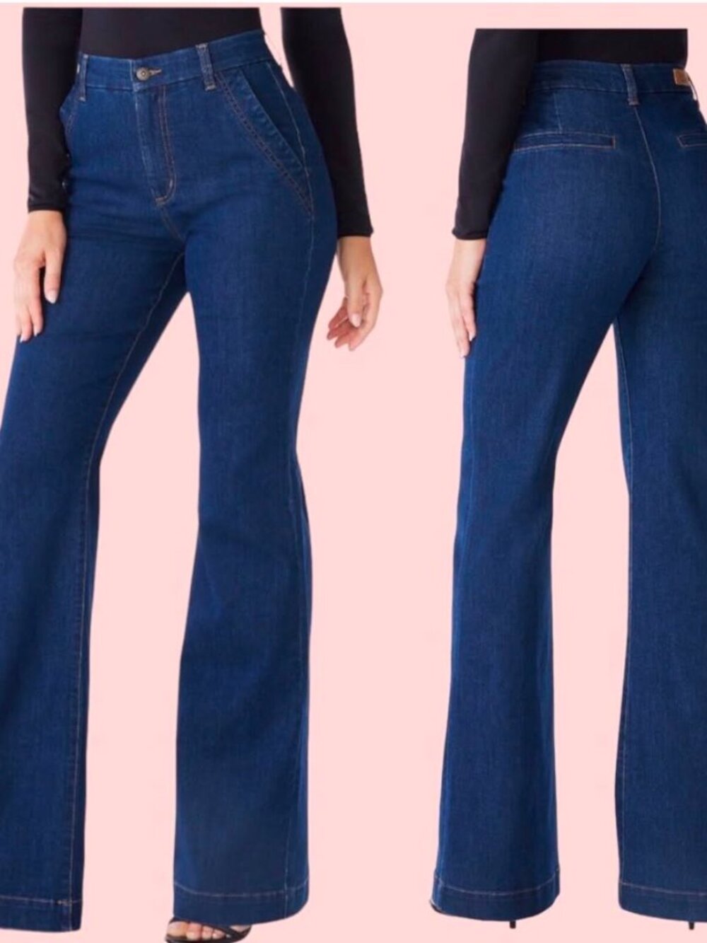 Sofia Jeans by Sofia Vergara High Rise Flare Dark Wash Blue Denim Jeans Size 8 - Picture 2 of 15